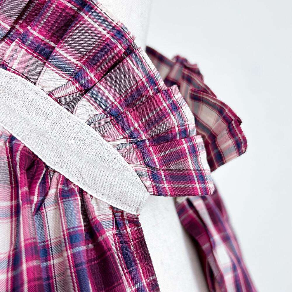 A Shirt Thing Ruffle Collar Berry Plaid Cotton Long Sleeve Penelope Shirt MEDIUM - Picture 3 of 9